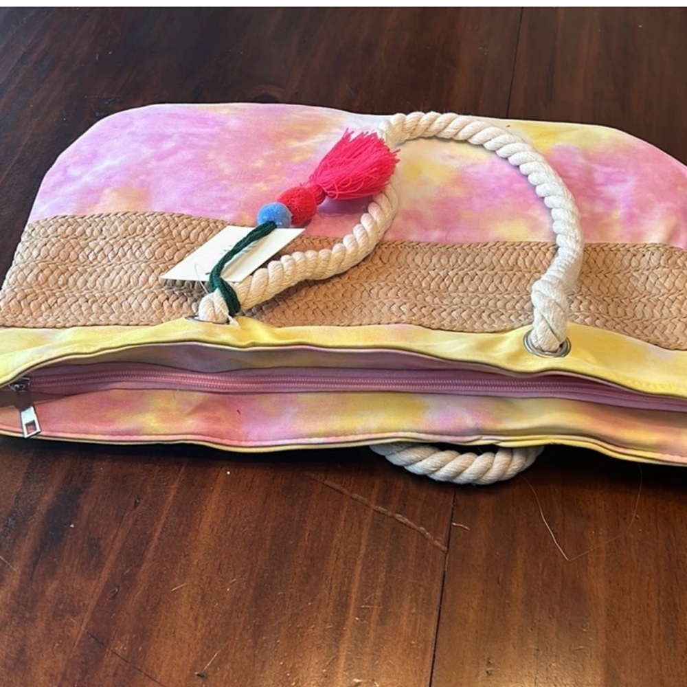 NWT Pink, Yellow And White Tie Dye Tote - Picture 4 of 5